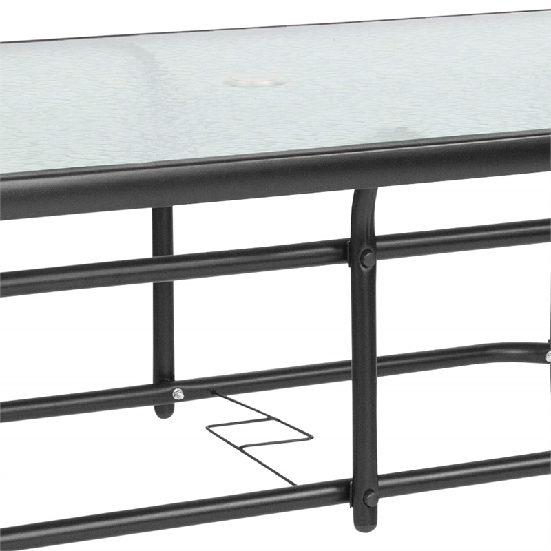 Flash Furniture 55X31.5 Glass Metal Table In Clear Top Black Frame