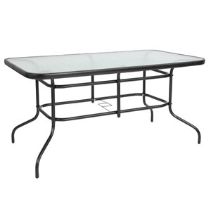 flash furniture 55x31.5 glass metal table in clear top black frame