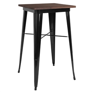 Flash Furniture 24&quot Square Pub Table in Walnut and Black