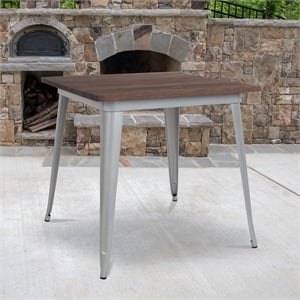 Flash Furniture 32&quot Square Dining Table in Walnut and Silver