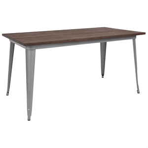 Flash Furniture 60&quot Dining Table in Walnut and Silver