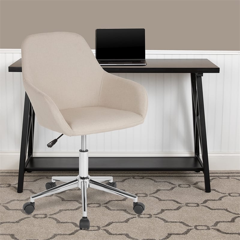 Flash Furniture Cortana Home Mid Back Swivel Office Chair in Beige