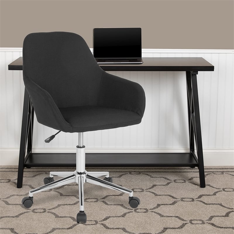 Flash Furniture Cortana Home Mid Back Swivel Office Chair in Black