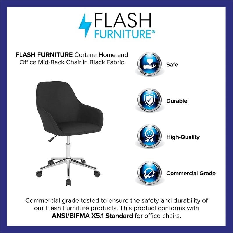 Flash Furniture Cortana Home Mid Back Swivel Office Chair in Black