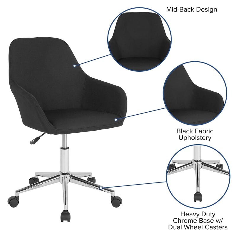 Flash Furniture Cortana Home Mid Back Swivel Office Chair in Black