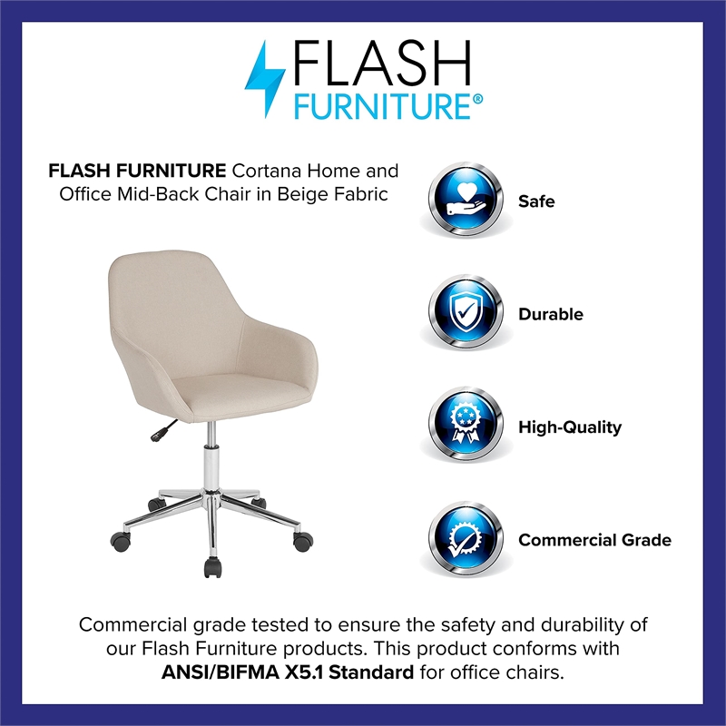 Flash Furniture Cortana Home Mid Back Leather Swivel Office Chair
