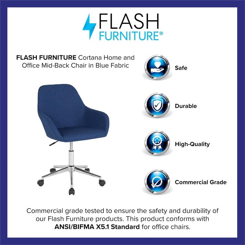 Flash Furniture Cortana Home Mid Back Swivel Office Chair in Blue