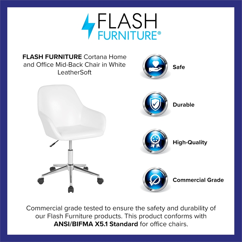 Flash Furniture Cortana Home Mid Back Leather Swivel Office Chair