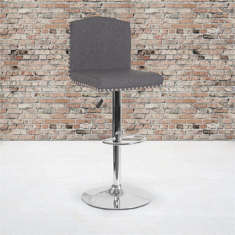 Flash Furniture Bellagio Leather Adjustable Bar Stool in Black