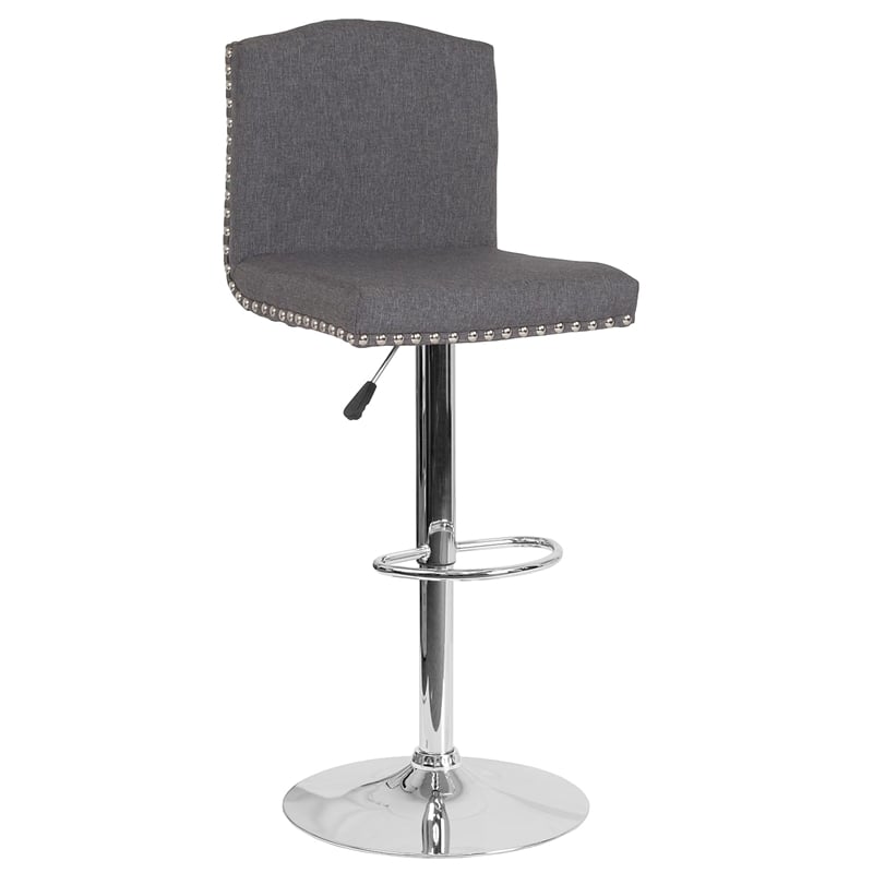 Flash Furniture Bellagio Leather Adjustable Bar Stool in Black