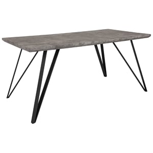 Flash Furniture Corinth 63&quot Dining Table in Faux Concrete and Black