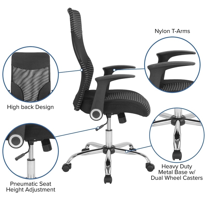 Flash Furniture Milford High Back Mesh Swivel Office Chair in Black