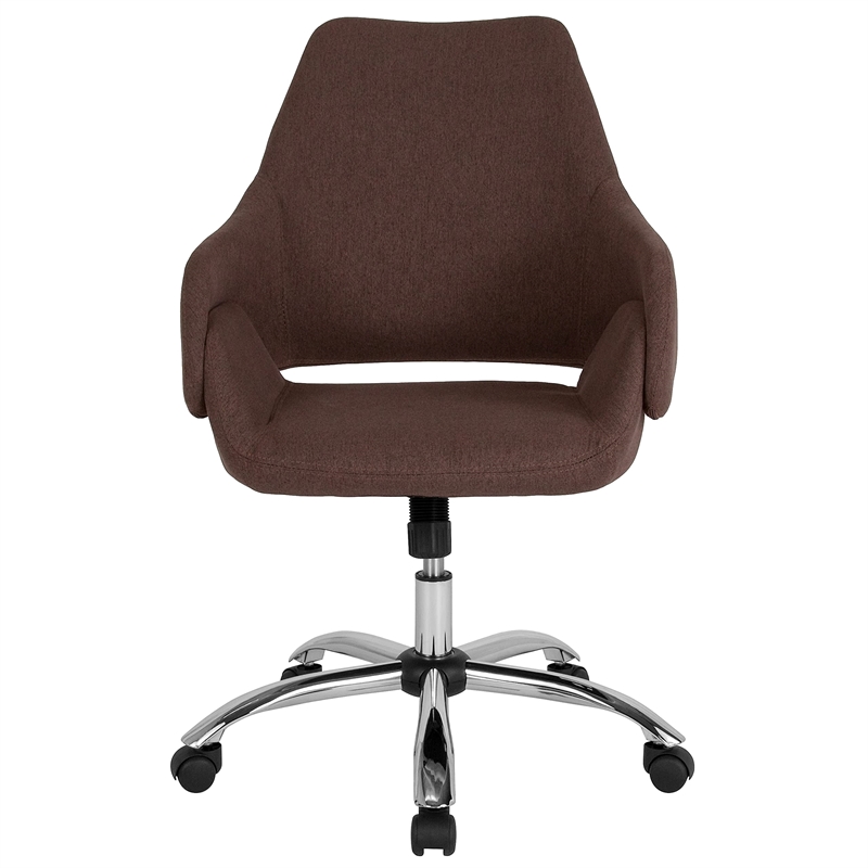 Flash Furniture Madrid Mid Back Swivel Office Chair in Brown Fabric