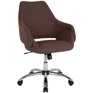 Flash Furniture Madrid Mid Back Swivel Office Chair in Brown Fabric