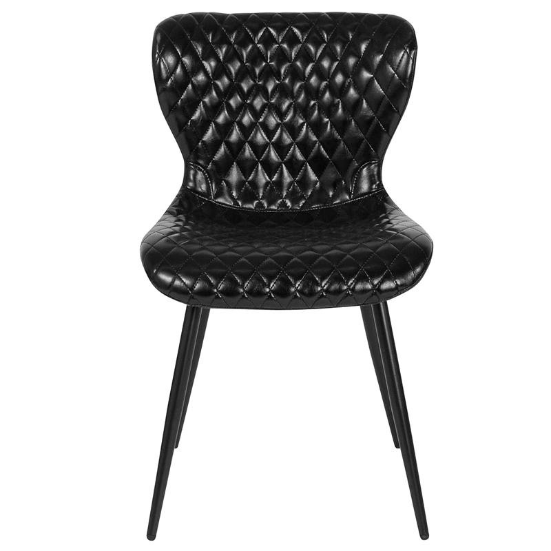 Flash Furniture Bristol Faux Leather Dining Side Chair in Black