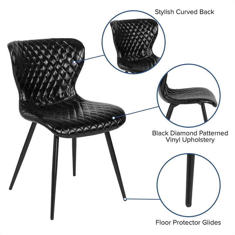 Flash Furniture Bristol Faux Leather Dining Side Chair in Black