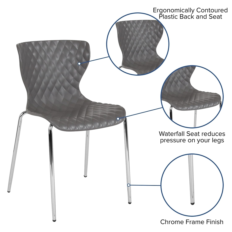 Flash Furniture Lowell Plastic Dining Side Chair Lowell in Gray