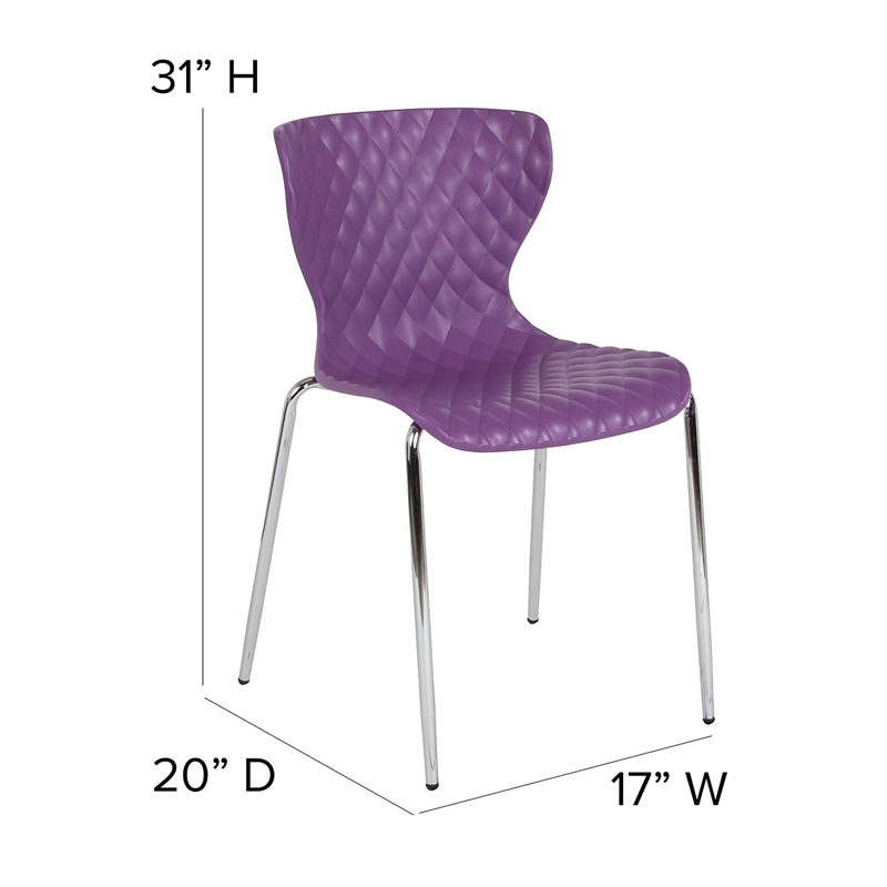 Flash Furniture Lowell Plastic Dining Side Chair in Purple and Chrome