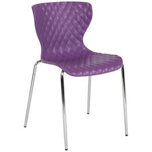 flash furniture lowell plastic dining side chair in purple and chrome