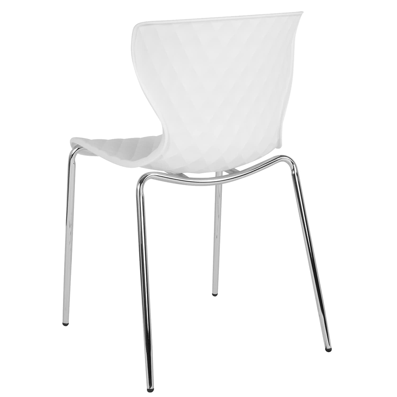 Flash Furniture Lowell Plastic Dining Side Chair in White and Chrome