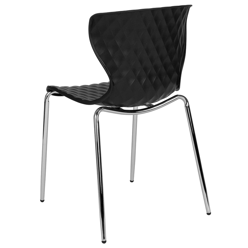 Flash Furniture Lowell Plastic Dining Side Chair in Black and Chrome