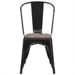 Flash Furniture Metal Stackable Dining Side Chair in Black
