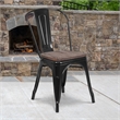 Flash Furniture Metal Stackable Dining Side Chair in Black