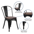Flash Furniture Metal Stackable Dining Side Chair in Black