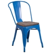 Flash Furniture Metal Stackable Dining Side Chair in Blue
