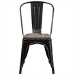Flash Furniture Metal Stack Chair In Black-Antique Gold
