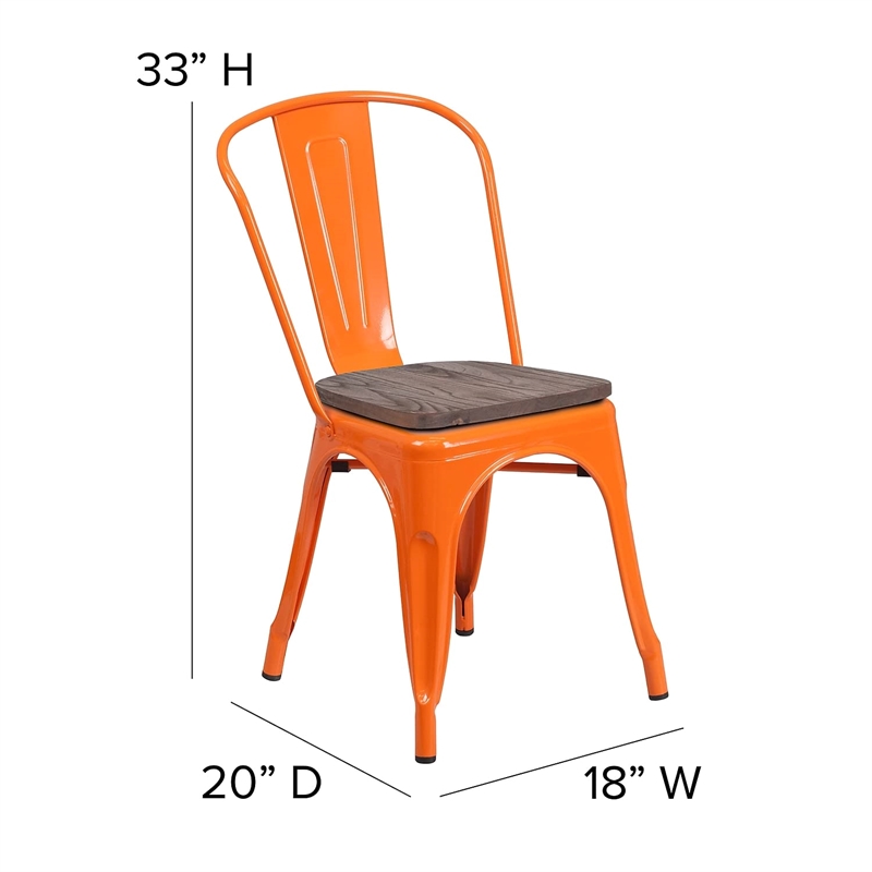 Flash Furniture Metal Stackable Dining Side Chair in Orange
