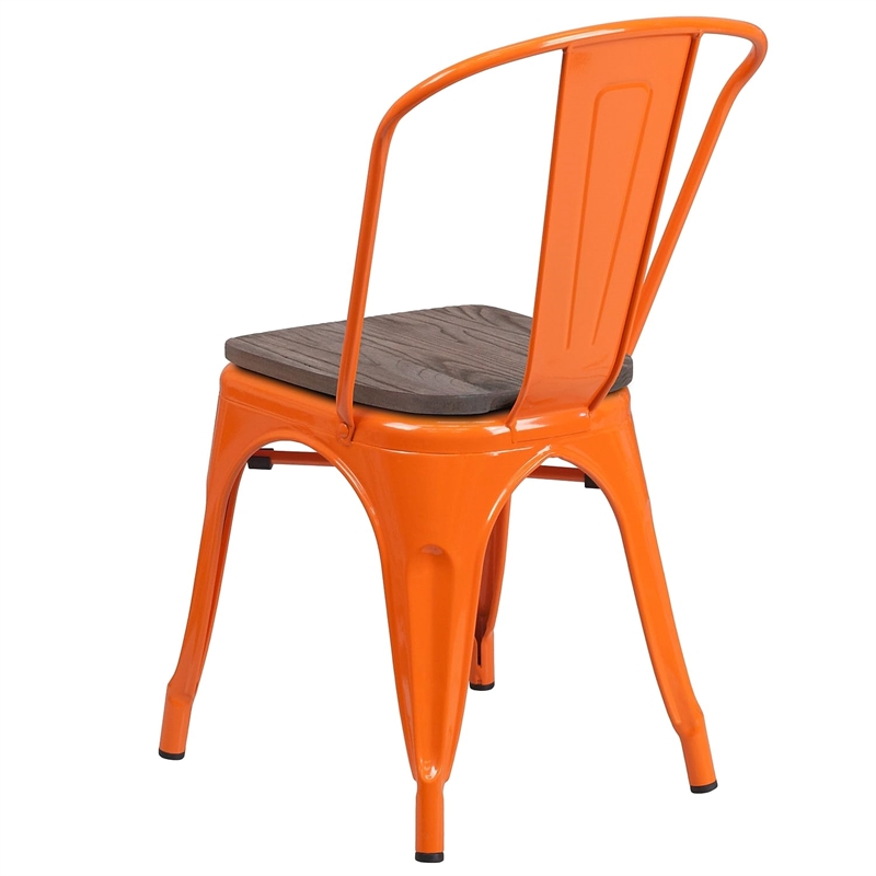 Flash Furniture Metal Stackable Dining Side Chair in Orange