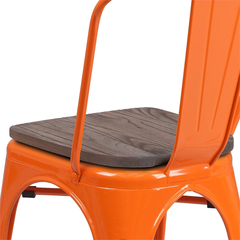 Flash Furniture Metal Stackable Dining Side Chair in Orange