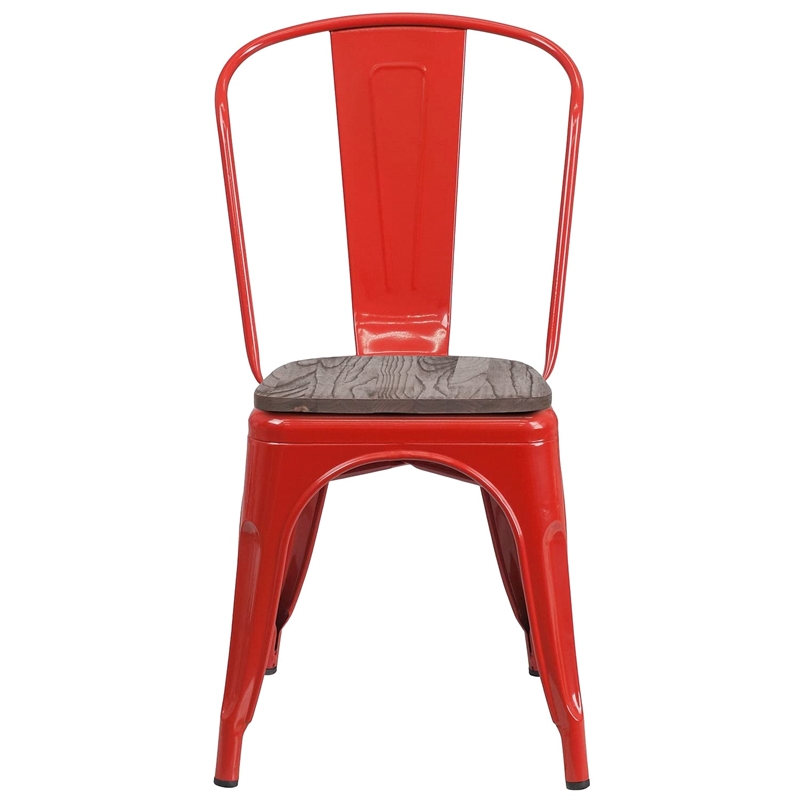 Flash Furniture Metal Stackable Dining Side Chair in Red
