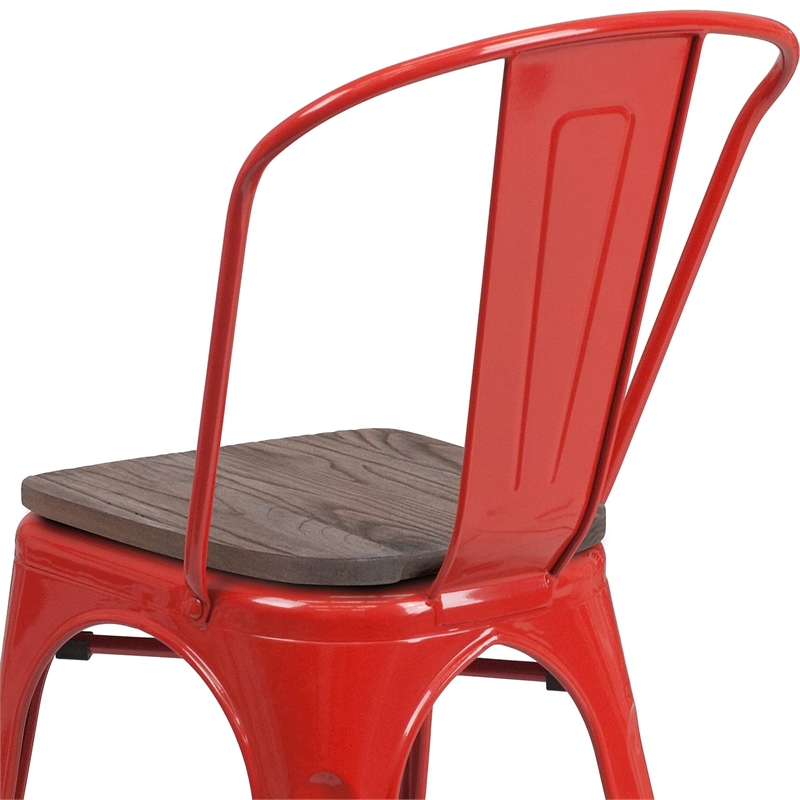 Flash Furniture Metal Stackable Dining Side Chair in Red