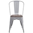 Flash Furniture Metal Dining Side Chair in Silver and Wood Grain