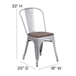 Flash Furniture Metal Dining Side Chair in Silver and Wood Grain