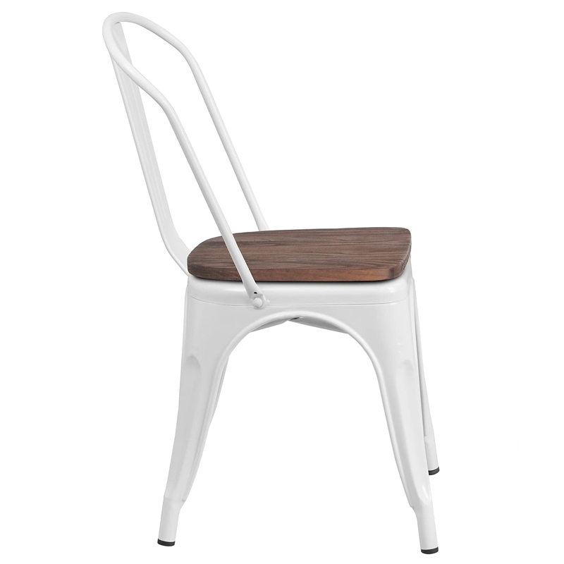Flash Furniture Metal Stackable Dining Side Chair in White