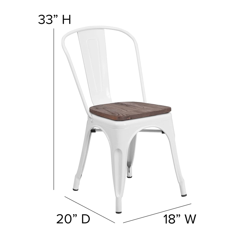 Flash Furniture Metal Stackable Dining Side Chair in White