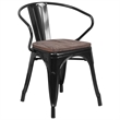 Flash Furniture Metal Dining Arm Chair in Black