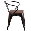 Flash Furniture Metal Chair With Arms In Black-Antique Gold