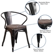 Flash Furniture Metal Chair With Arms In Black-Antique Gold