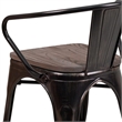 Flash Furniture Metal Chair With Arms In Black-Antique Gold