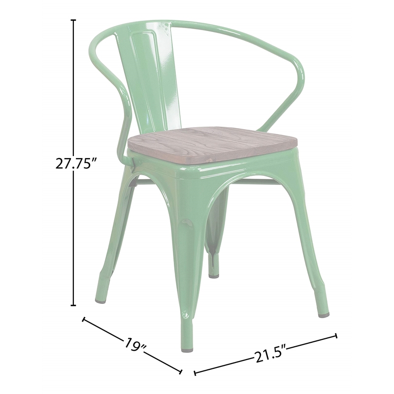 Flash Furniture Metal Dining Arm Chair in Green
