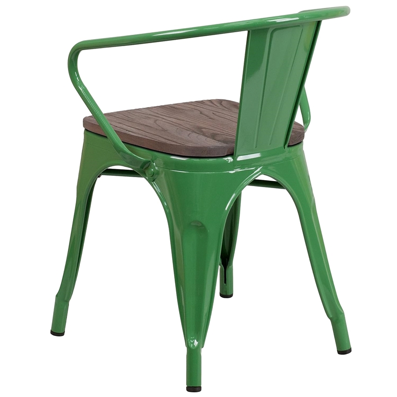 Flash Furniture Metal Dining Arm Chair in Green