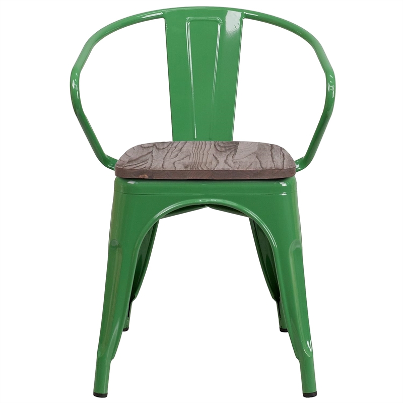 Flash Furniture Metal Dining Arm Chair in Green