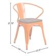 Flash Furniture Metal Dining Arm Chair in Orange and Wood Grain