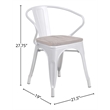 Flash Furniture Metal Dining Arm Chair in Silver and Wood Grain