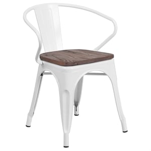 Flash Furniture Metal Dining Arm Chair in White