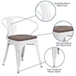 Flash Furniture Metal Dining Arm Chair in White